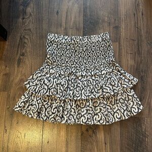 Isabel Marant Black and Cream Ruffled Mini Skirt Size 38/Size 6-8 (Small-Medium)